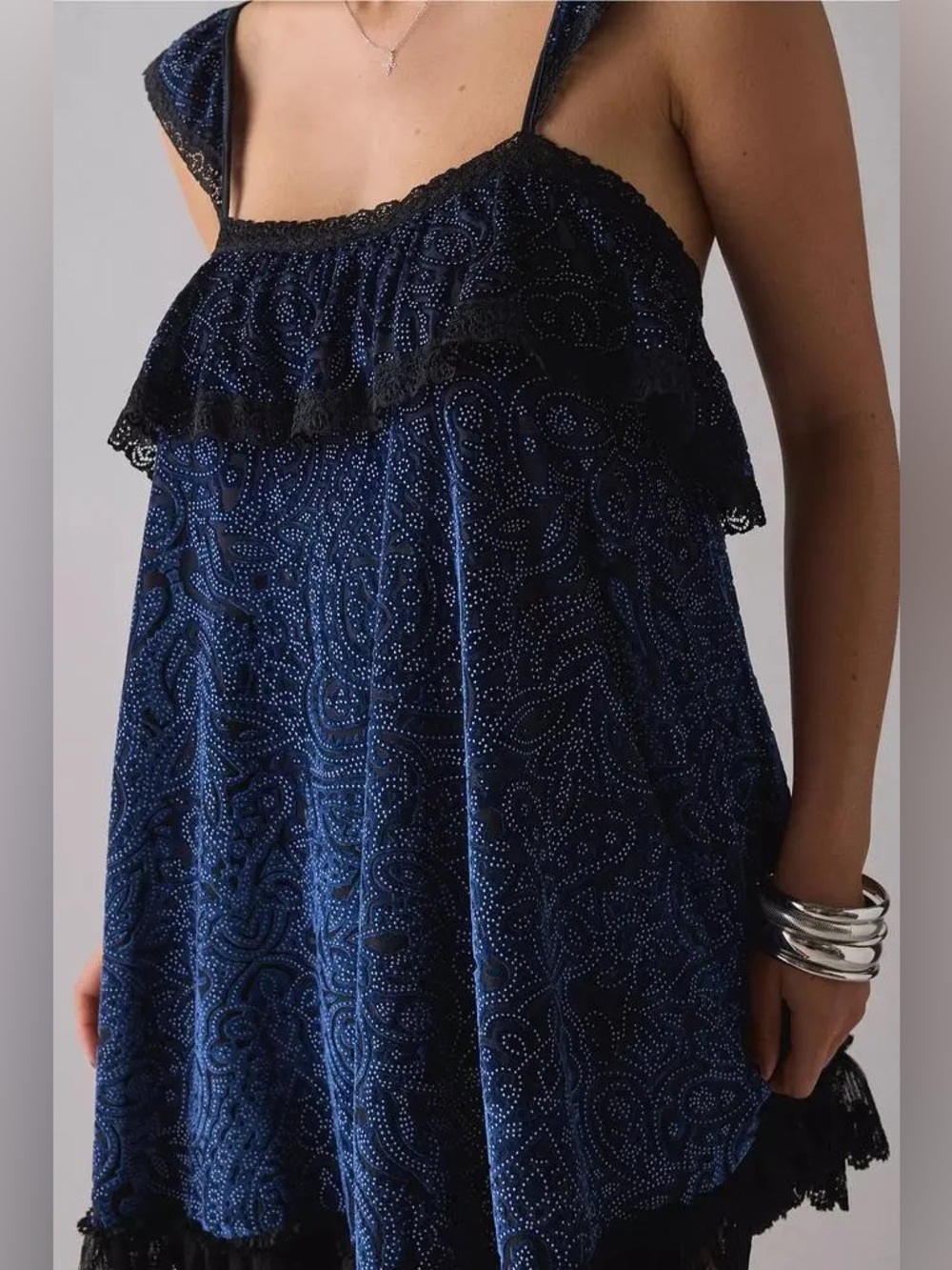 Kimchi Blue Velvet Babydoll Mini Dress